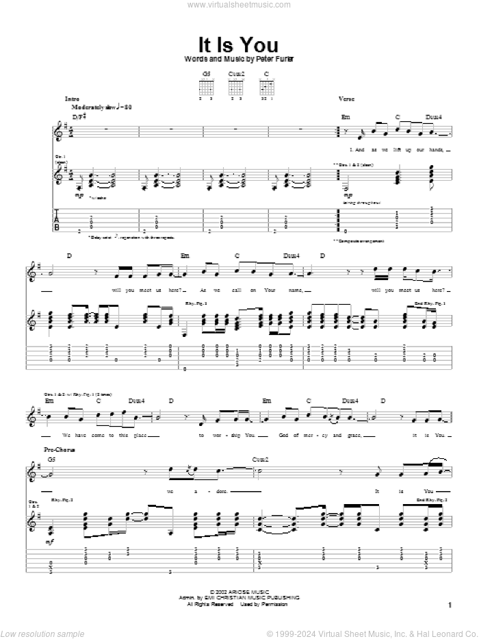 It Is You sheet music for guitar (tablature) by Newsboys and Peter Furler, intermediate skill level