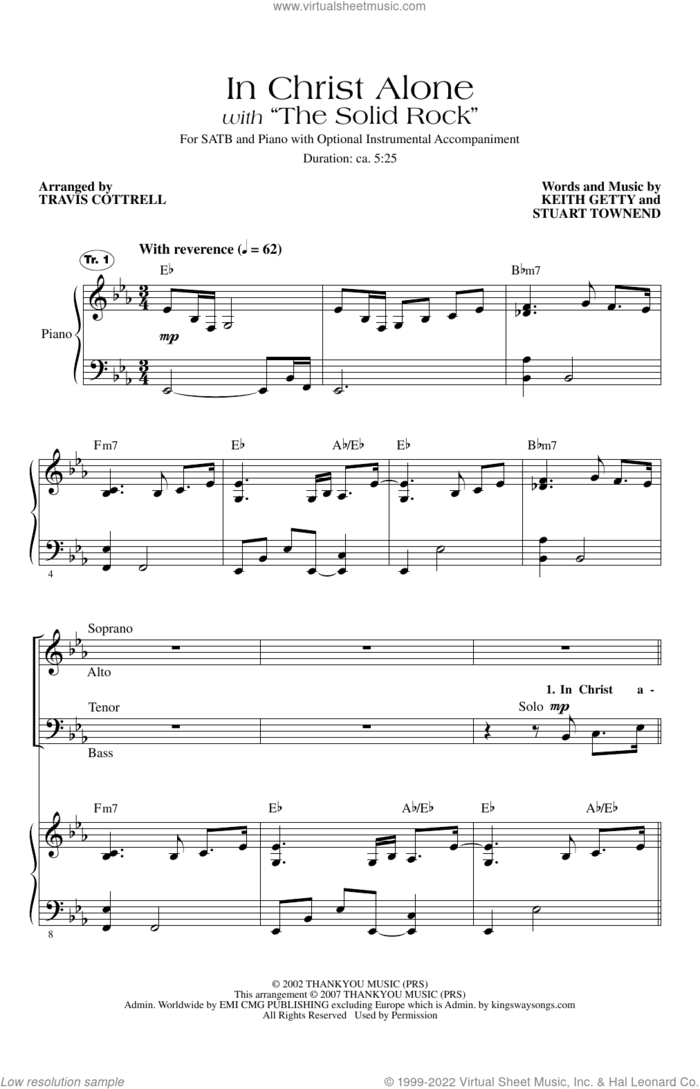 In Christ Alone (with 'The Solid Rock') sheet music for choir (SATB: soprano, alto, tenor, bass) by Keith Getty, Travis Cottrell and Stuart Townend, intermediate skill level