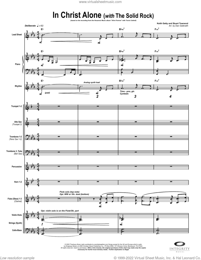 In Christ Alone (with 'The Solid Rock') (COMPLETE) sheet music for orchestra/band (Orchestra) by Travis Cottrell, Keith Getty and Stuart Townend, intermediate skill level
