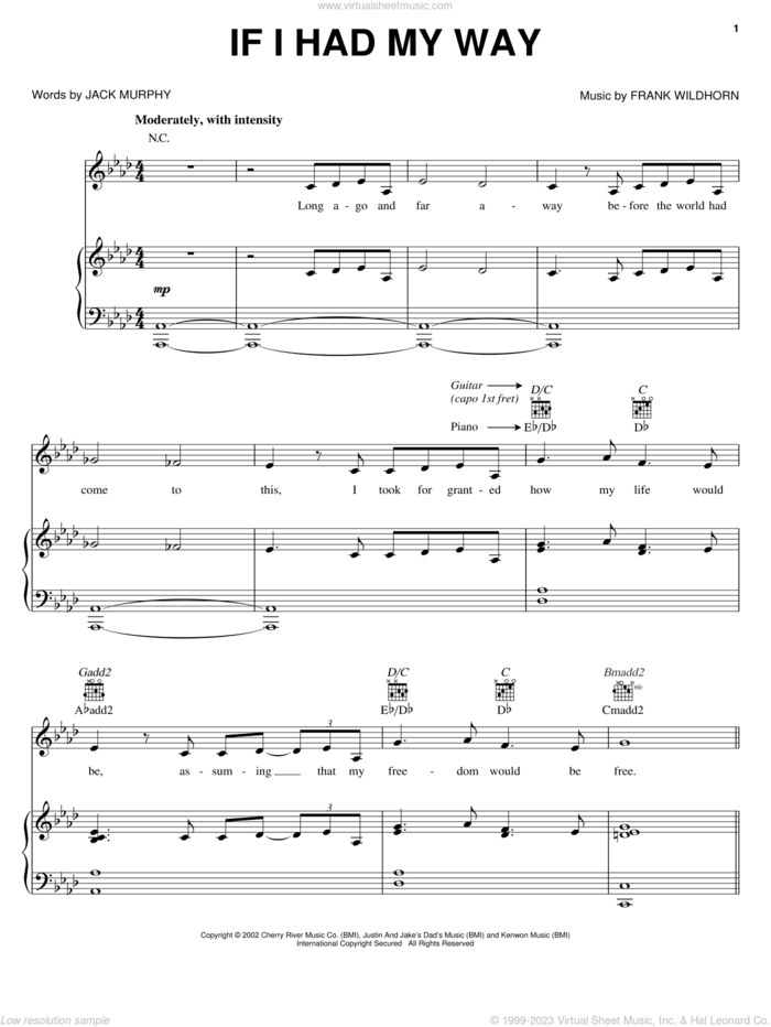 If I Had My Way sheet music for voice, piano or guitar by Linda Eder, Frank Wildhorn and Jack Murphy, intermediate skill level