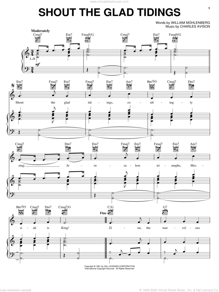 Shout The Glad Tidings sheet music for voice, piano or guitar, intermediate skill level