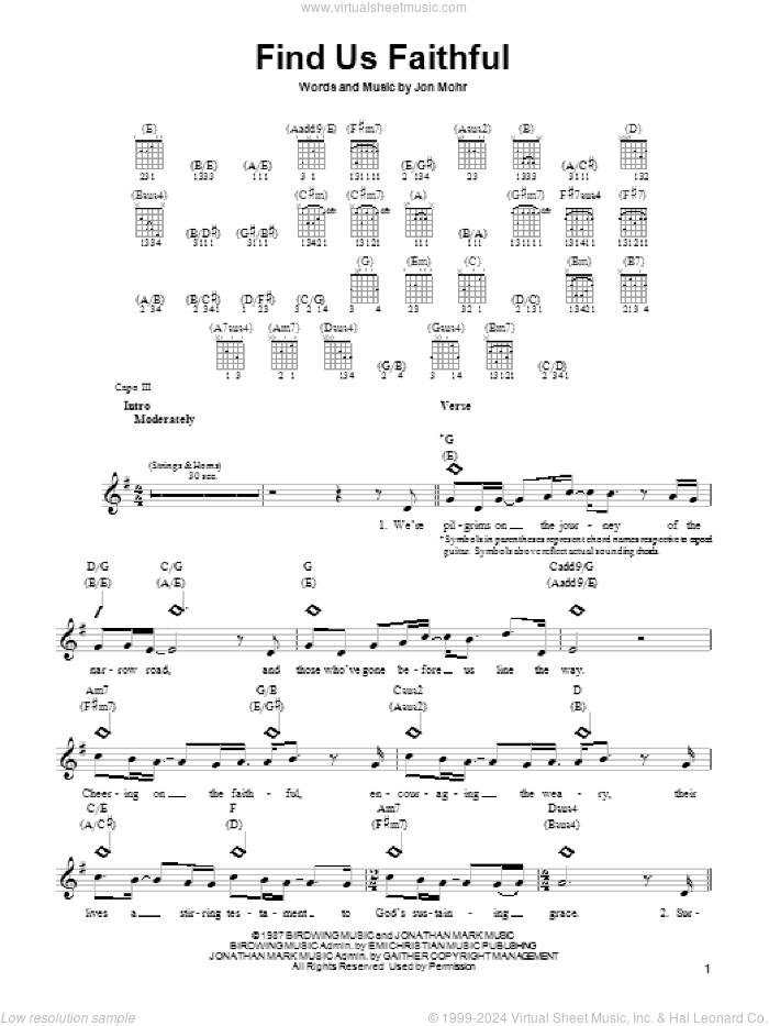 Find Us Faithful sheet music for guitar solo (chords) by Steve Green and Jon Mohr, easy guitar (chords)