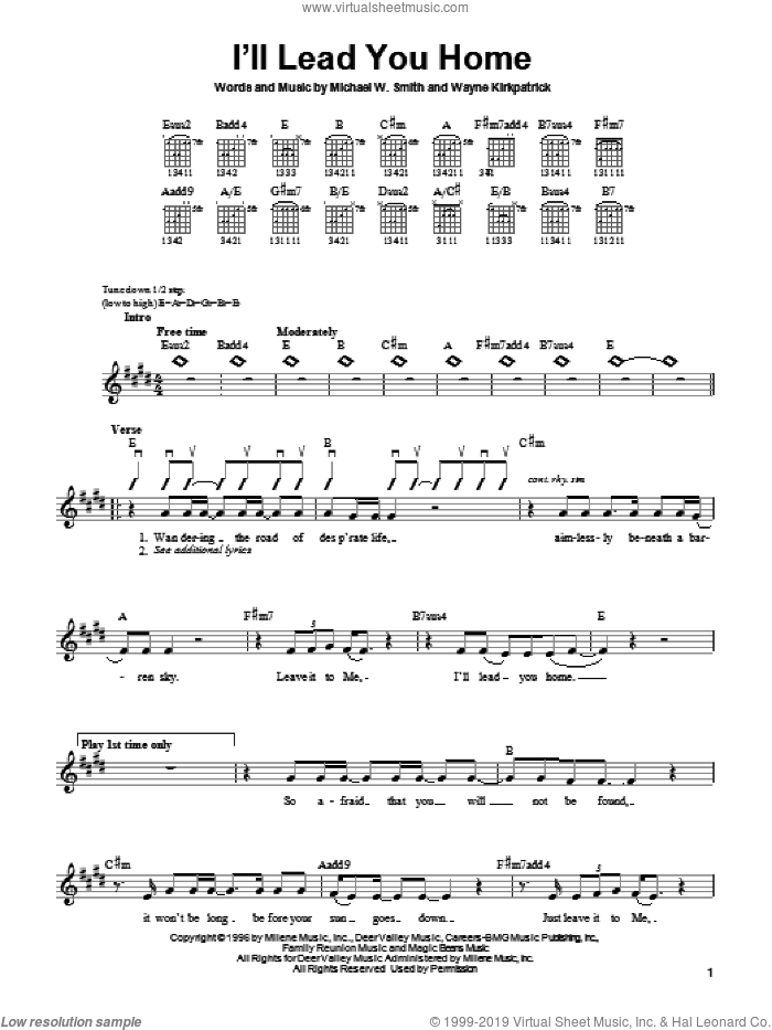 I'll Lead You Home sheet music for guitar solo (chords) by Michael W. Smith and Wayne Kirkpatrick, easy guitar (chords)
