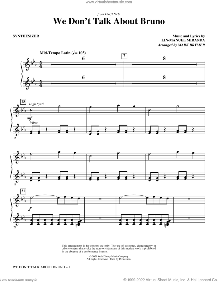 We Don't Talk About Bruno (from Encanto) (arr. Mark Brymer) (complete set of parts) sheet music for orchestra/band by Mark Brymer and Lin-Manuel Miranda, intermediate skill level