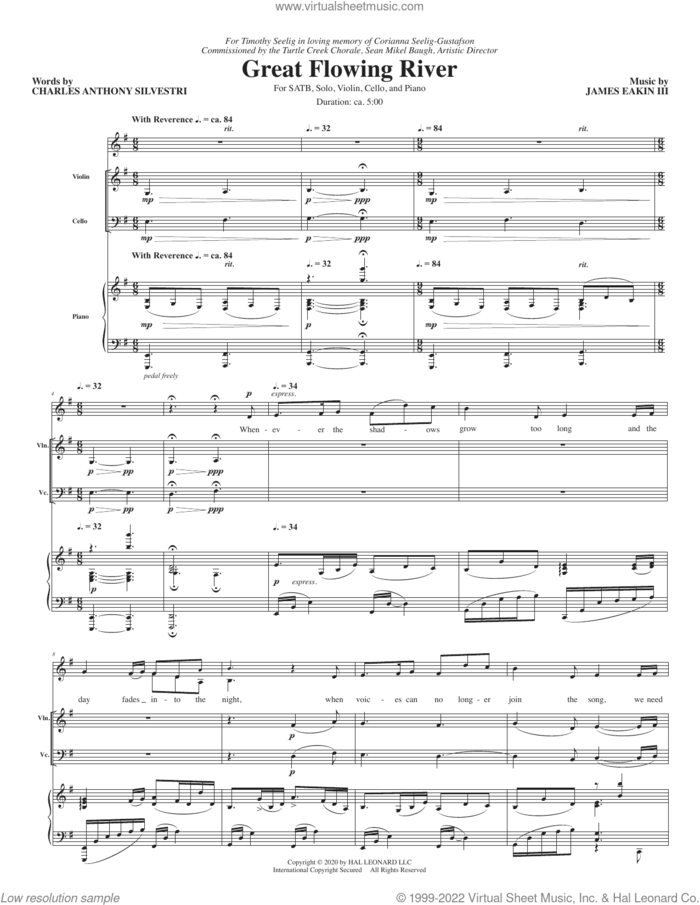Great Flowing River (for SATB) (COMPLETE) sheet music for orchestra/band by James Eakin III, Charles Anthony Silvestri and Charles Anthony Silvestri and James Eakin III, intermediate skill level