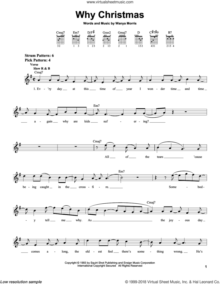 Why Christmas sheet music for guitar solo (chords) by Boyz II Men and Wanya Morris, easy guitar (chords)