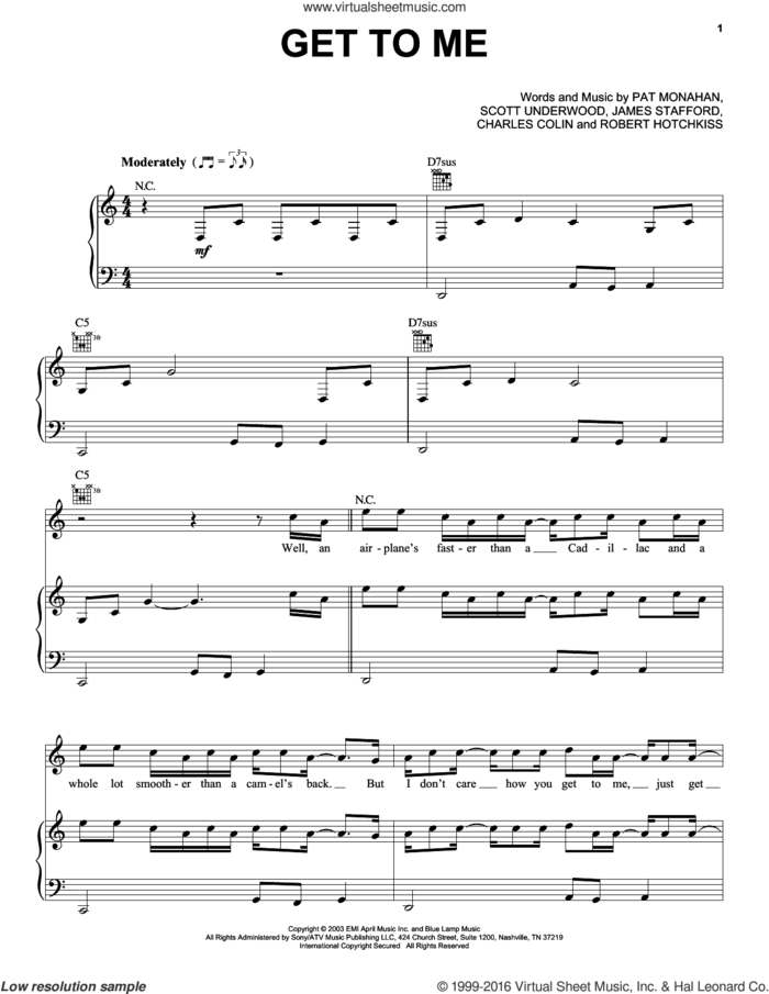 Get To Me sheet music for voice, piano or guitar by Train, James Stafford, Pat Monahan and Scott Underwood, intermediate skill level
