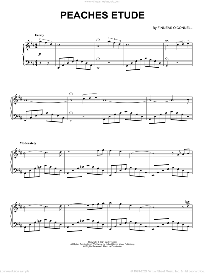 Peaches Etude sheet music for piano solo by FINNEAS, classical score, intermediate skill level