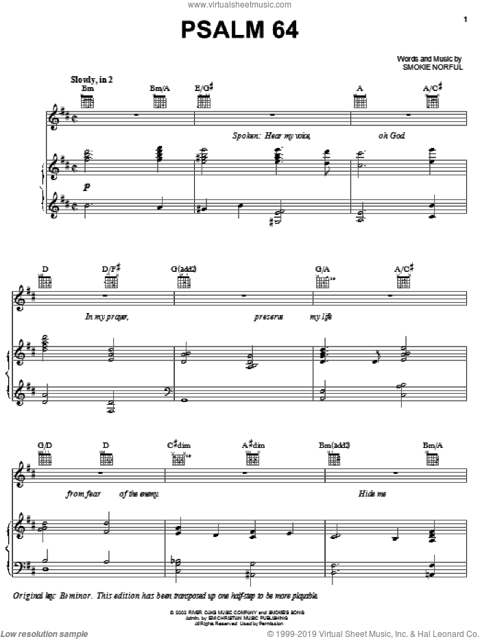 Psalm 64 sheet music for voice, piano or guitar by Smokie Norful, intermediate skill level