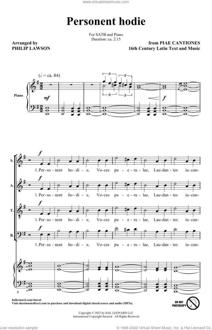 Three Latin Carols (Collection) sheet music for choir (SATB: soprano, alto, tenor, bass) by Philip Lawson, intermediate skill level