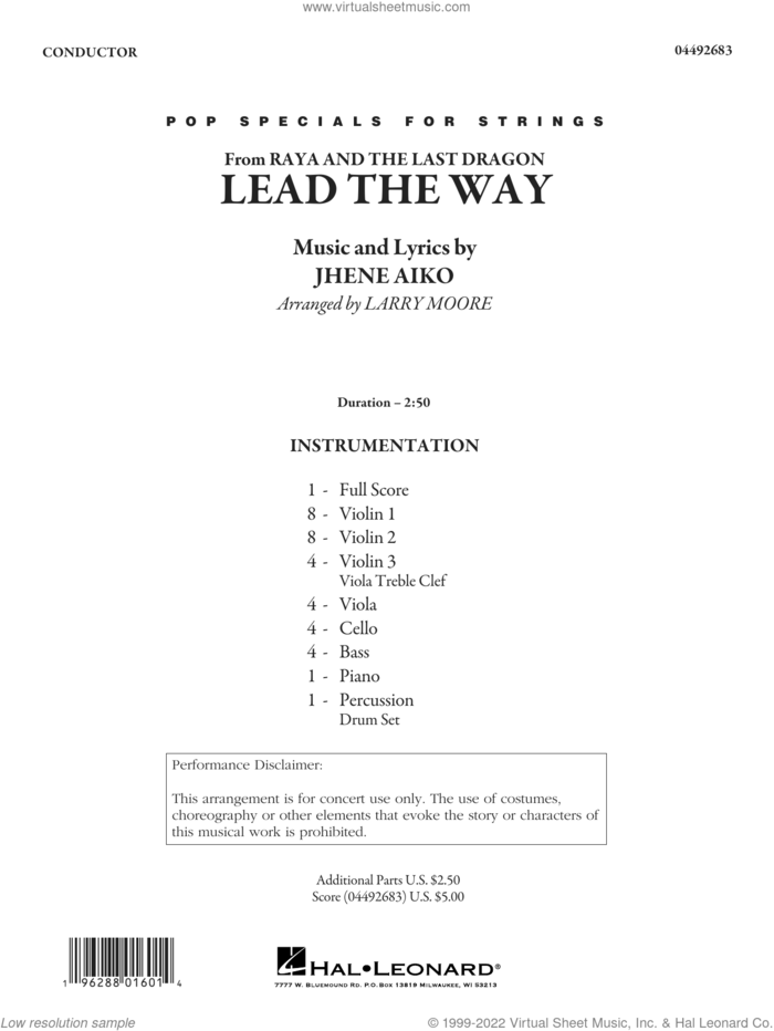 Lead The Way (arr. Larry Moore) sheet music for orchestra (full score) by Jhene Aiko and Larry Moore, intermediate skill level