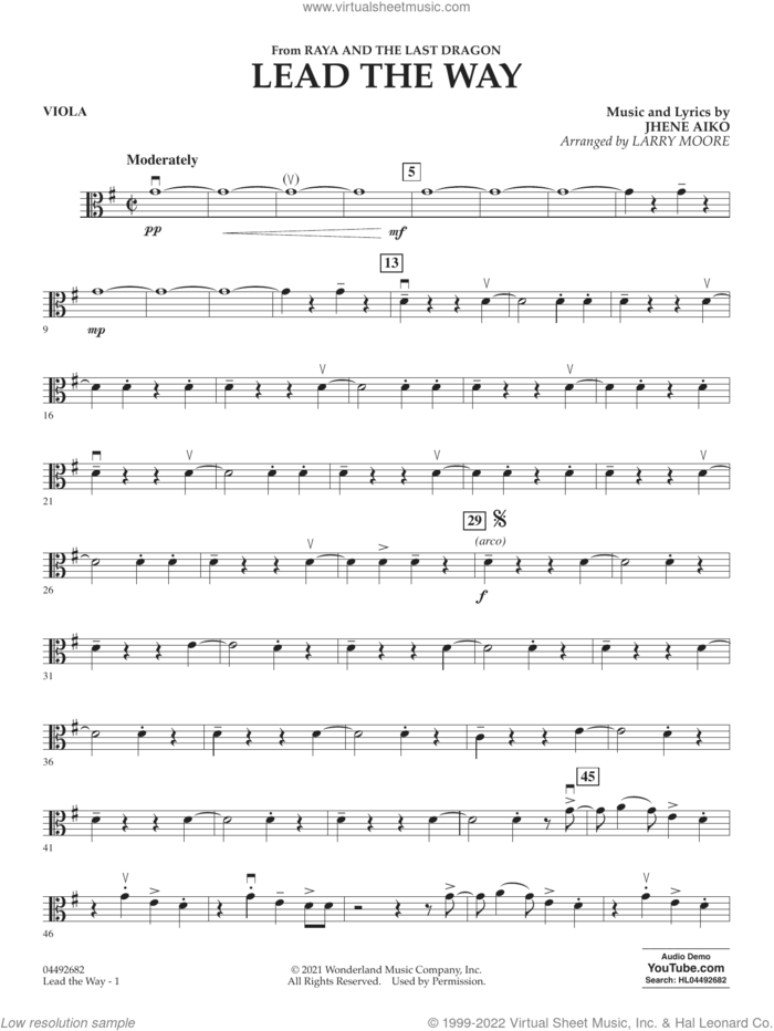 Lead The Way (arr. Larry Moore) sheet music for orchestra (viola) by Jhene Aiko and Larry Moore, intermediate skill level
