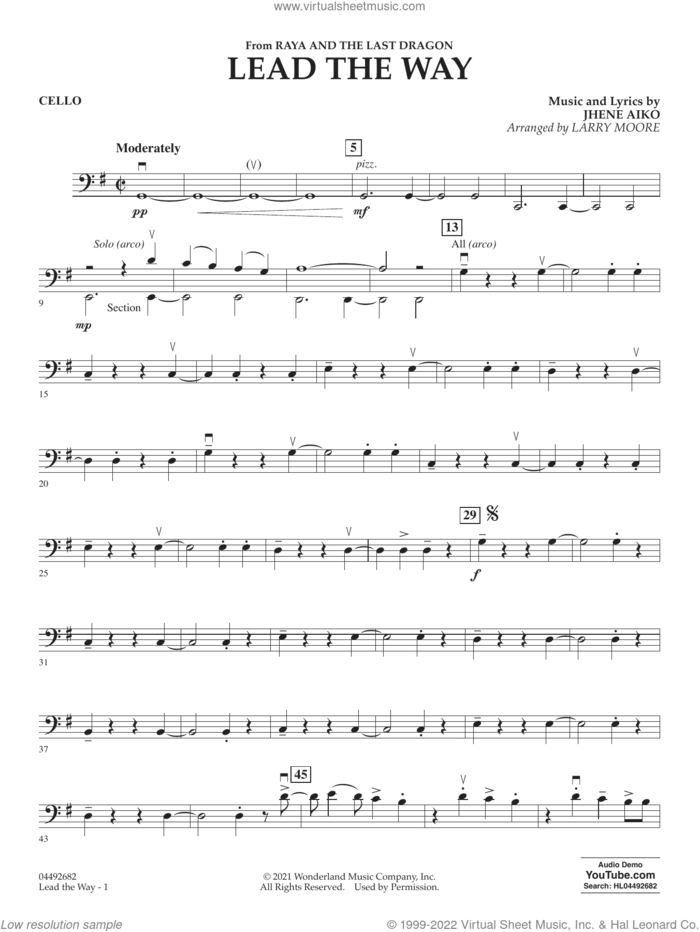 Lead The Way (arr. Larry Moore) sheet music for orchestra (cello) by Jhene Aiko and Larry Moore, intermediate skill level