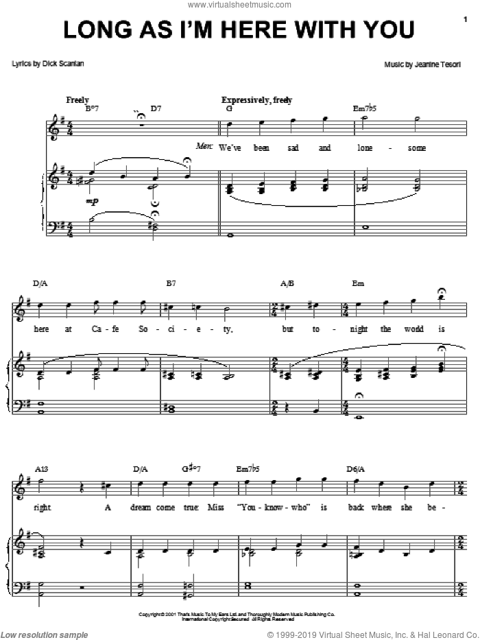 Long As I'm Here With You sheet music for voice, piano or guitar by Dick Scanlan, Thoroughly Modern Millie and Jeanine Tesori, intermediate skill level