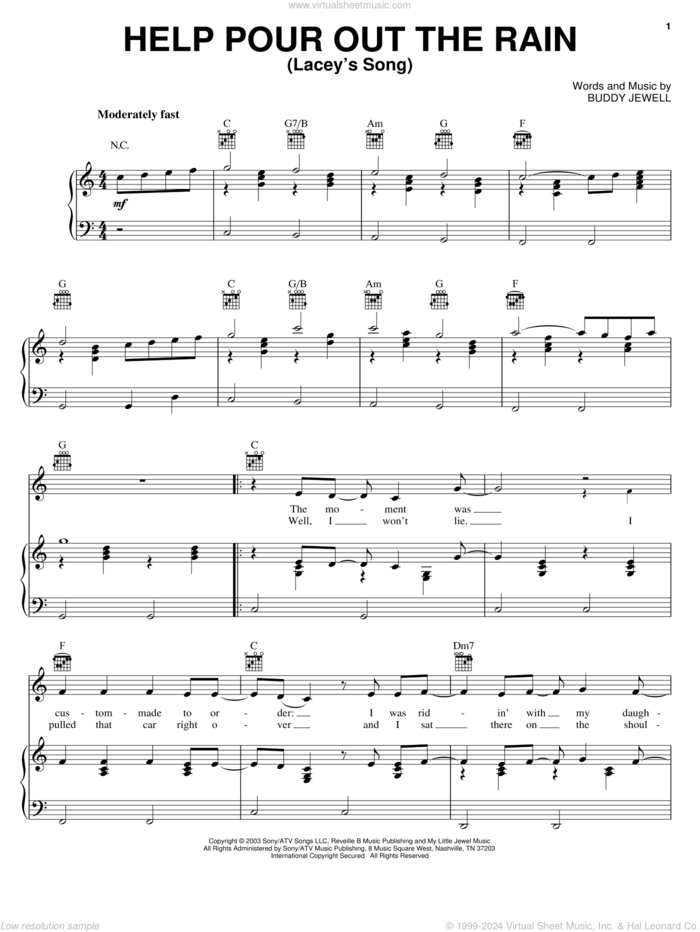 Help Pour Out The Rain (Lacey's Song) sheet music for voice, piano or guitar by Buddy Jewell, intermediate skill level