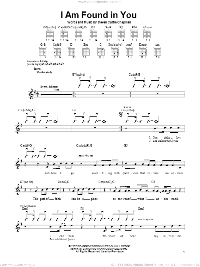 I Am Found In You sheet music for guitar solo (chords) by Steven Curtis Chapman, easy guitar (chords)