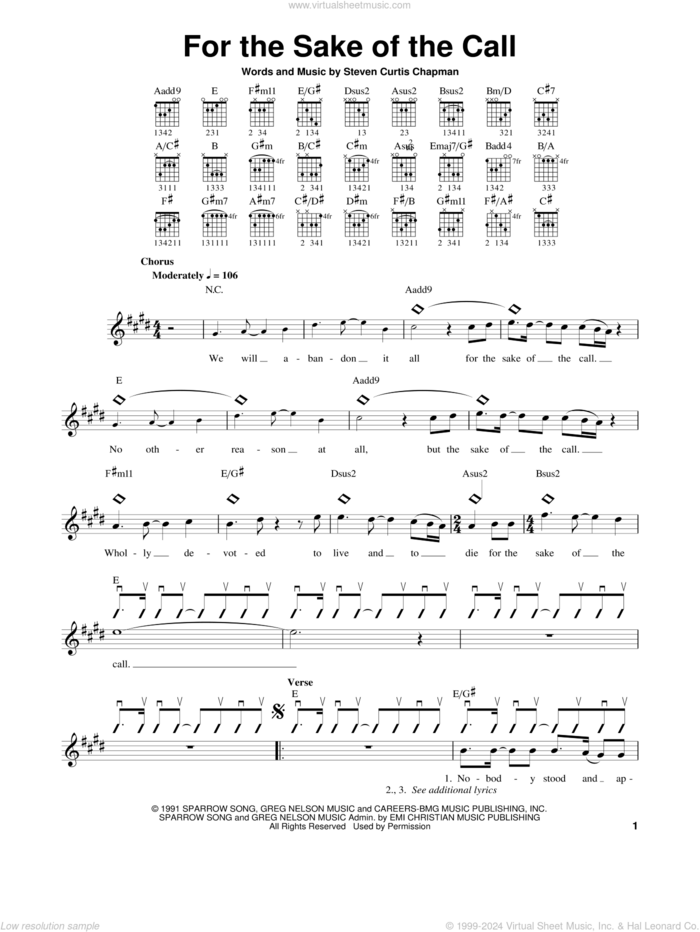 For The Sake Of The Call sheet music for guitar solo (chords) by Steven Curtis Chapman, easy guitar (chords)