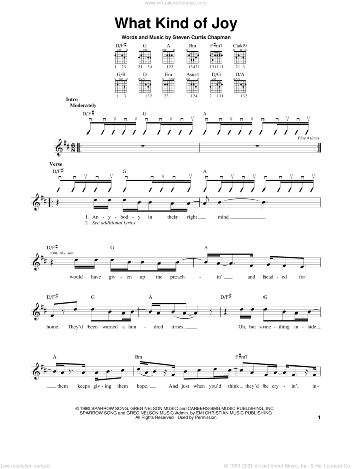 What Kind Of Joy sheet music for guitar solo (chords) by Steven Curtis Chapman, easy guitar (chords)