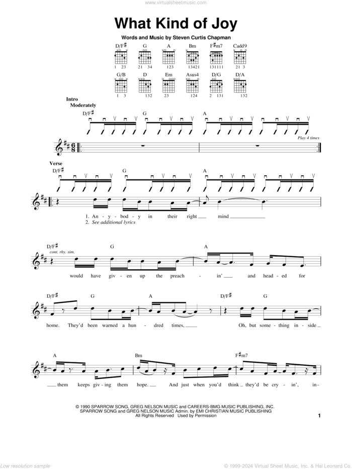 What Kind Of Joy sheet music for guitar solo (chords) by Steven Curtis Chapman, easy guitar (chords)