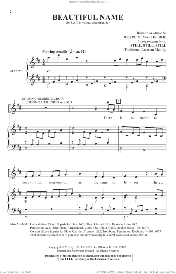 Beautiful Name sheet music for choir (SATB: soprano, alto, tenor, bass) by Joseph M. Martin, intermediate skill level