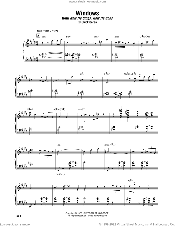 Windows sheet music for piano solo (transcription) by Chick Corea Elektric Band and Chick Corea, intermediate piano (transcription)