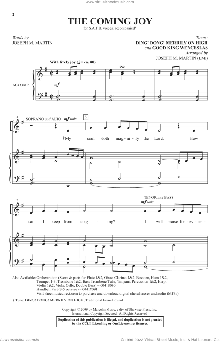 The Coming Joy sheet music for choir (SATB: soprano, alto, tenor, bass) by Joseph M. Martin, intermediate skill level