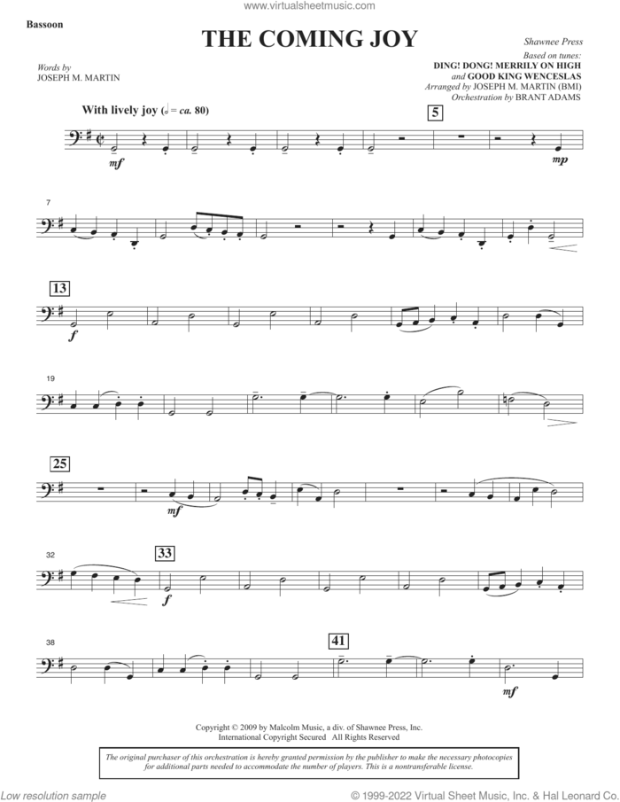 The Coming Joy sheet music for orchestra/band (bassoon) by Joseph M. Martin, intermediate skill level