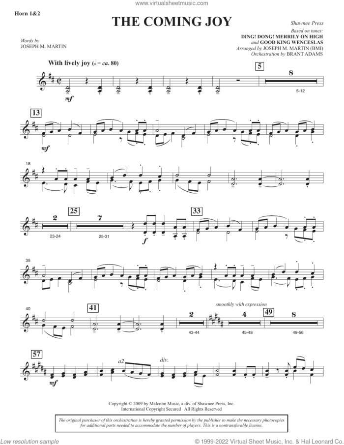 The Coming Joy sheet music for orchestra/band (f horn 1 and 2) by Joseph M. Martin, intermediate skill level