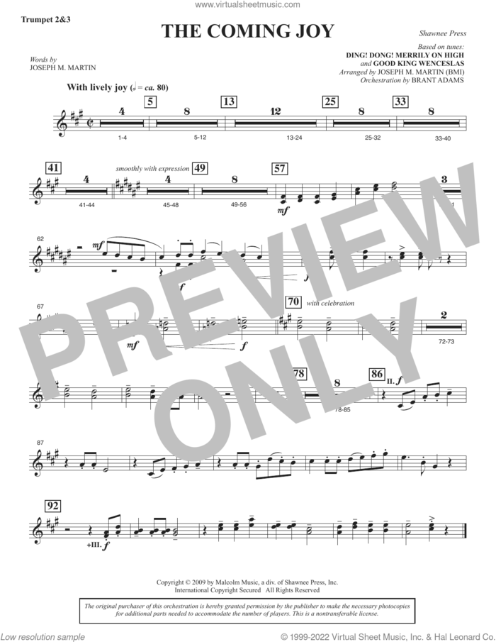 The Coming Joy sheet music for orchestra/band (Bb trumpet 2,3) by Joseph M. Martin, intermediate skill level