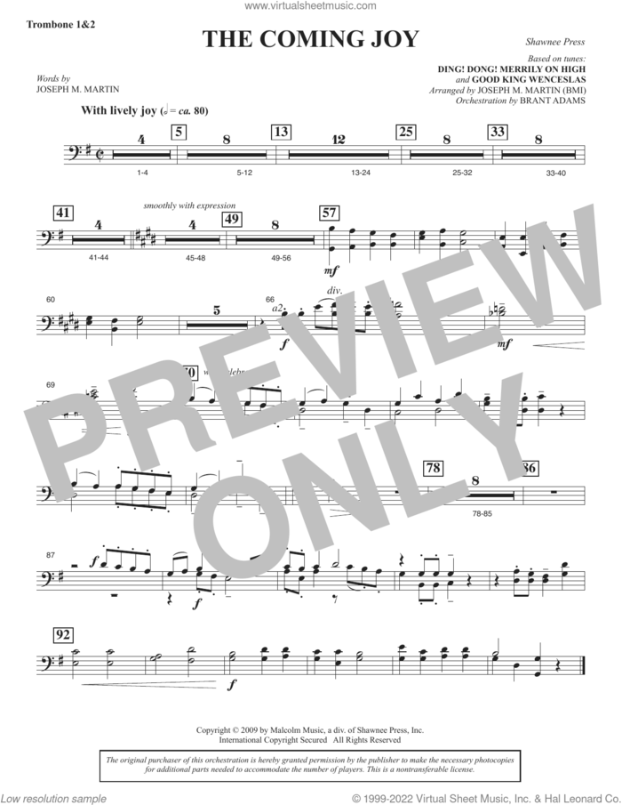 The Coming Joy sheet music for orchestra/band (trombone 1 and 2) by Joseph M. Martin, intermediate skill level