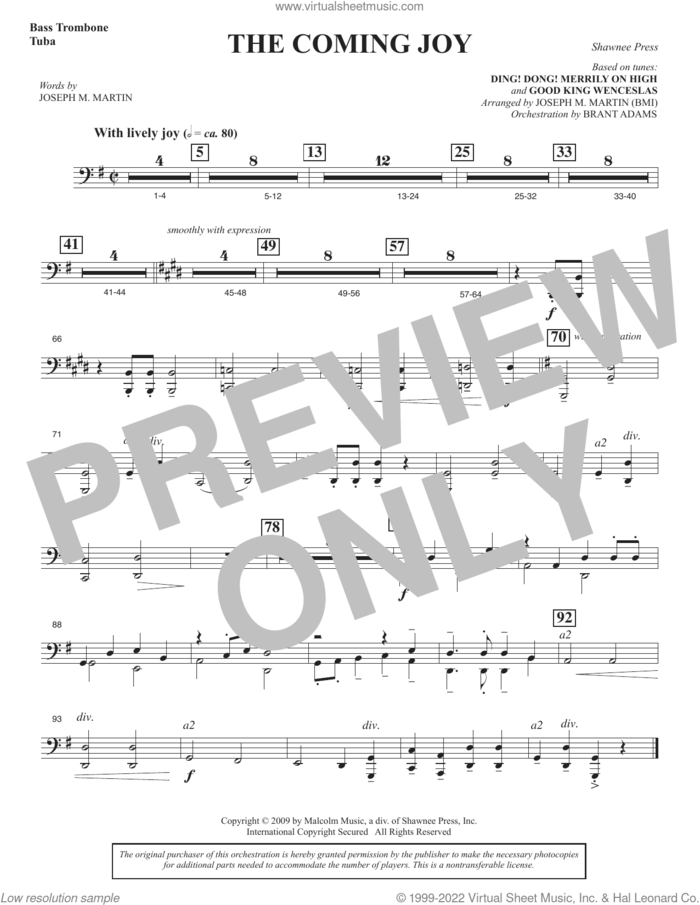 The Coming Joy sheet music for orchestra/band (bass trombone/tuba) by Joseph M. Martin, intermediate skill level