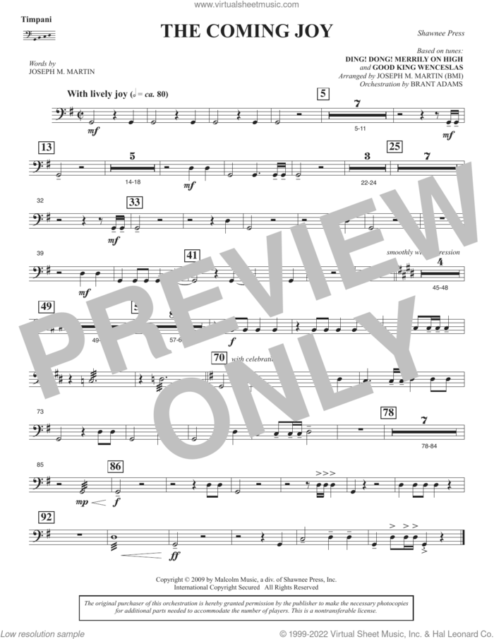 The Coming Joy sheet music for orchestra/band (timpani) by Joseph M. Martin, intermediate skill level