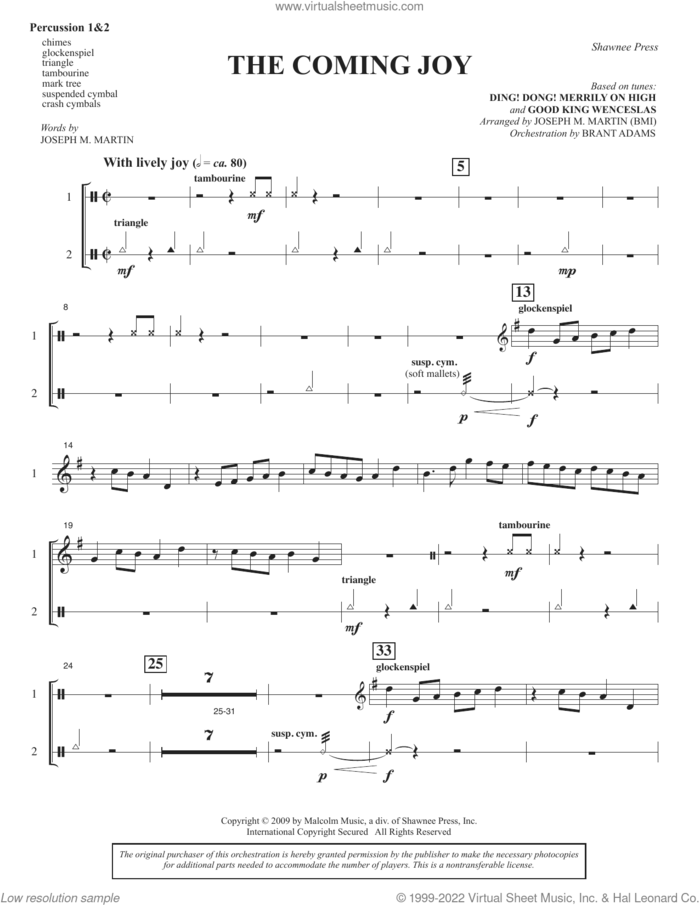 The Coming Joy sheet music for orchestra/band (percussion 1 and 2) by Joseph M. Martin, intermediate skill level