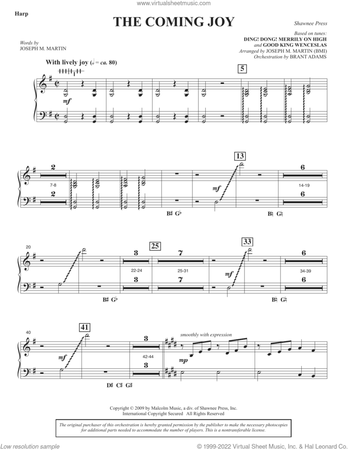 The Coming Joy sheet music for orchestra/band (harp) by Joseph M. Martin, intermediate skill level