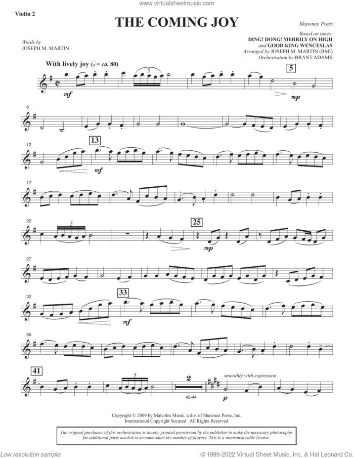 The Coming Joy sheet music for orchestra/band (violin 2) by Joseph M. Martin, intermediate skill level