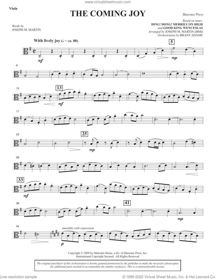 The Coming Joy sheet music for orchestra/band (viola) by Joseph M. Martin, intermediate skill level