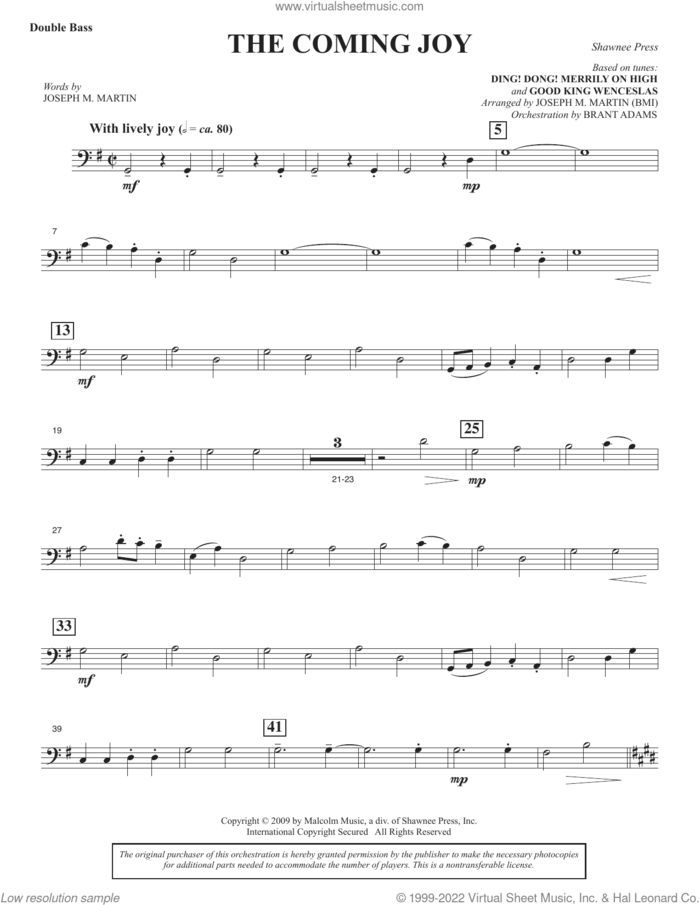The Coming Joy sheet music for orchestra/band (double bass) by Joseph M. Martin, intermediate skill level