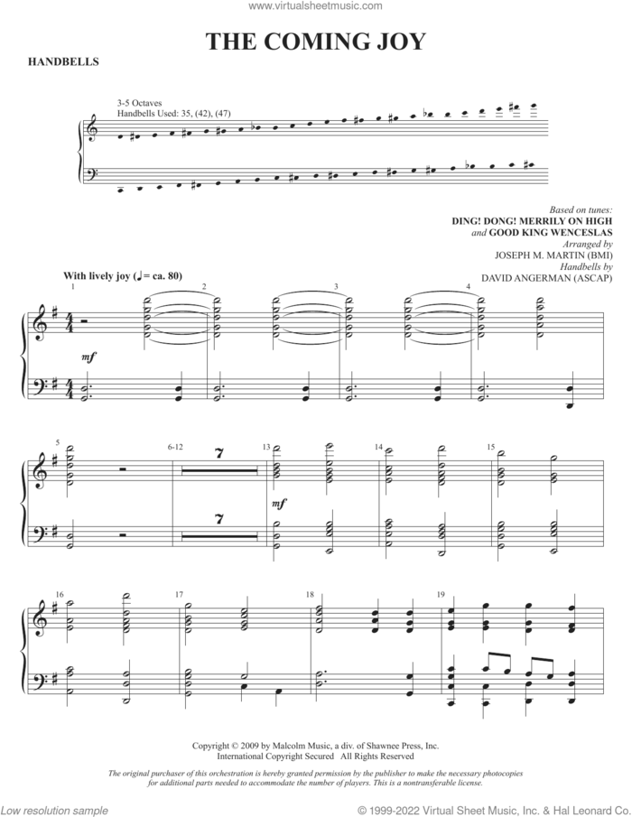 The Coming Joy sheet music for orchestra/band (handbells) by Joseph M. Martin, intermediate skill level