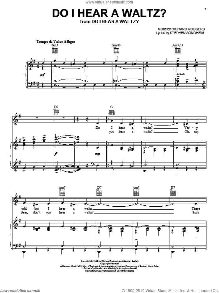 Do I Hear A Waltz? sheet music for voice, piano or guitar by Stephen Sondheim and Richard Rodgers, intermediate skill level
