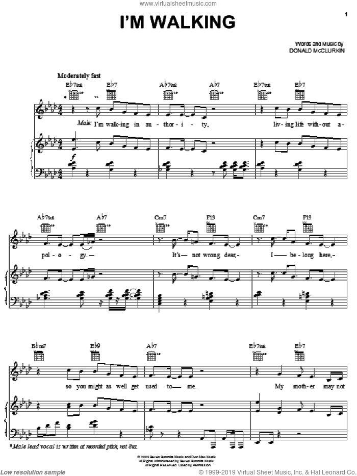 I'm Walking sheet music for voice, piano or guitar by Donnie McClurkin, intermediate skill level