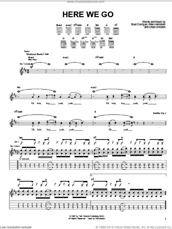 Here We Go sheet music for guitar (tablature) by Dispatch, Brad Corrigan, Chad Urmston and Pete Heimbold, intermediate skill level
