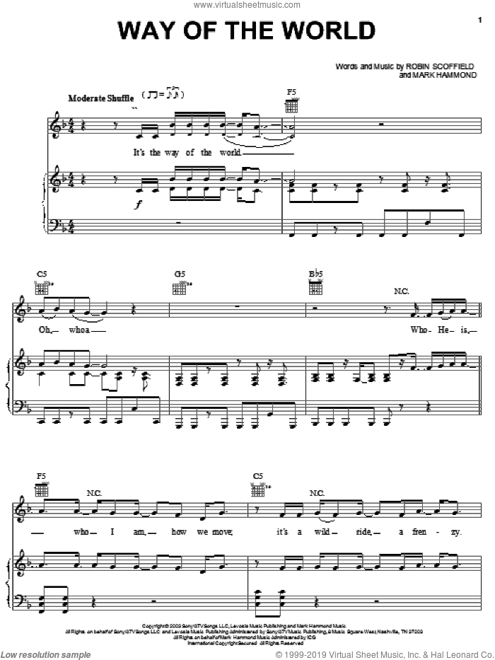 Way Of The World sheet music for voice, piano or guitar by Jump5, Mark Hammond and Robin Scoffield, intermediate skill level