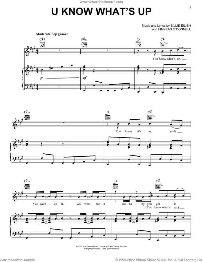 U Know What's Up (from Turning Red) sheet music for voice, piano or guitar by 4*TOWN, intermediate skill level