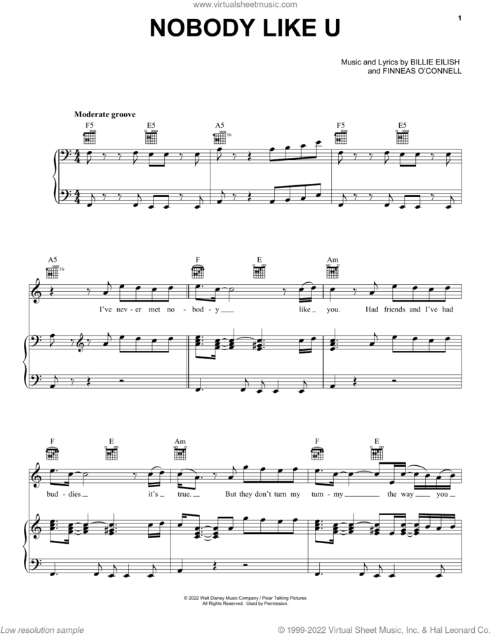 Nobody Like U (from Turning Red) sheet music for voice, piano or guitar by 4*TOWN, intermediate skill level