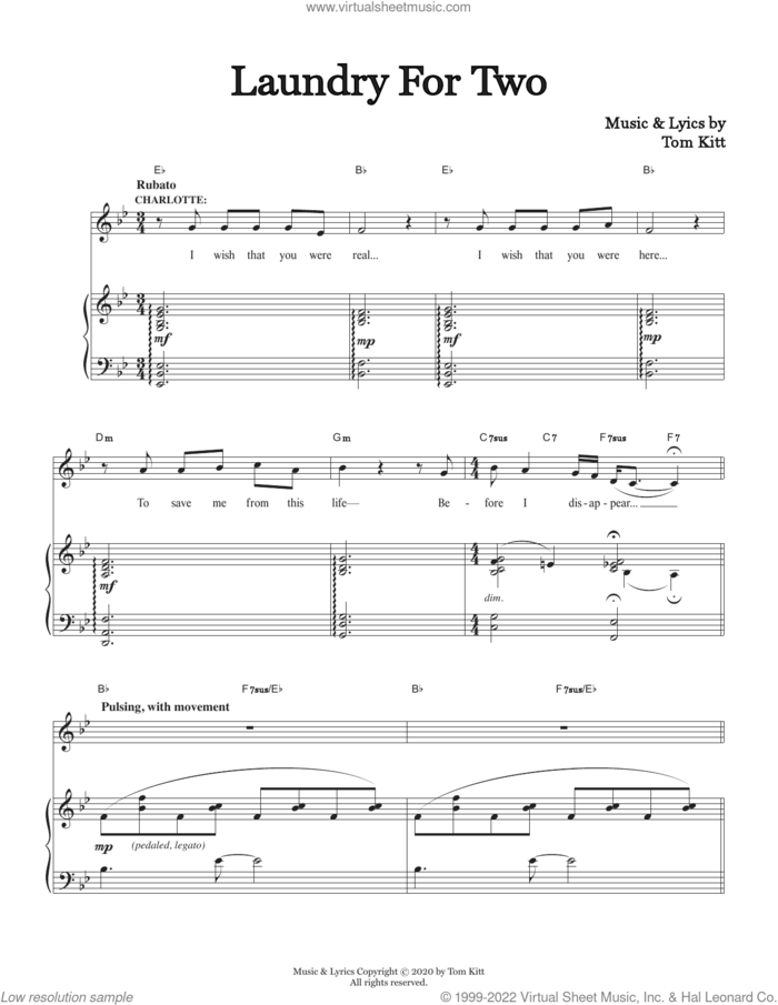 Laundry For Two (from the musical Superhero) sheet music for voice and piano by Tom Kitt, intermediate skill level