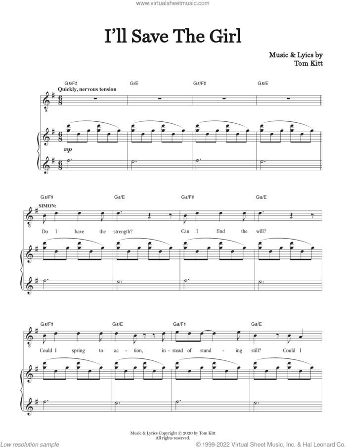 I'll Save The Girl (from the musical Superhero) sheet music for voice and piano by Tom Kitt, intermediate skill level