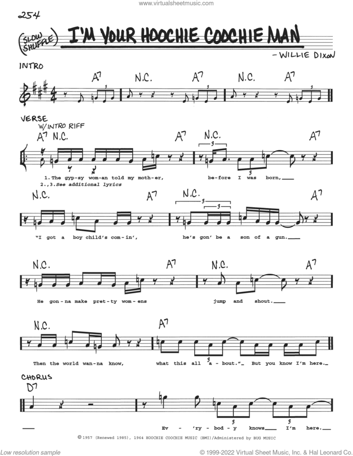 I'm Your Hoochie Coochie Man sheet music for voice and other instruments (real book with lyrics) by Muddy Waters and Willie Dixon, intermediate skill level