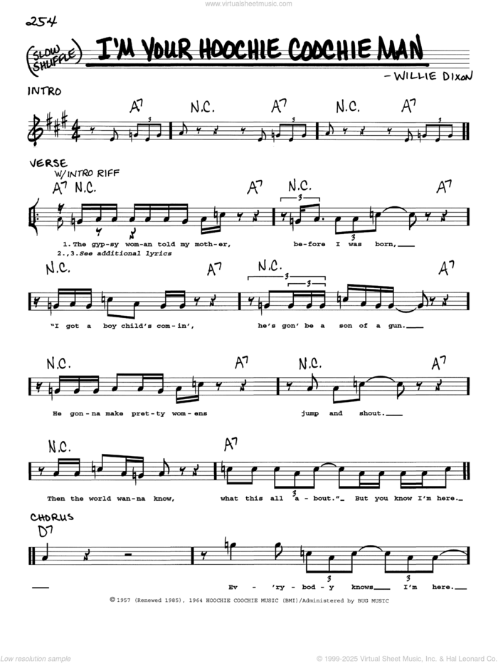 I'm Your Hoochie Coochie Man sheet music for voice and other instruments (real book with lyrics) by Muddy Waters and Willie Dixon, intermediate skill level