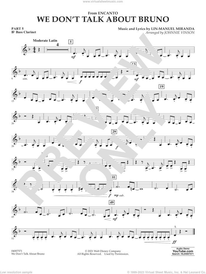 Miranda We Dont Talk About Bruno From Encanto Arr Vinson Sheet Music Pt5 Bb Bass 3604