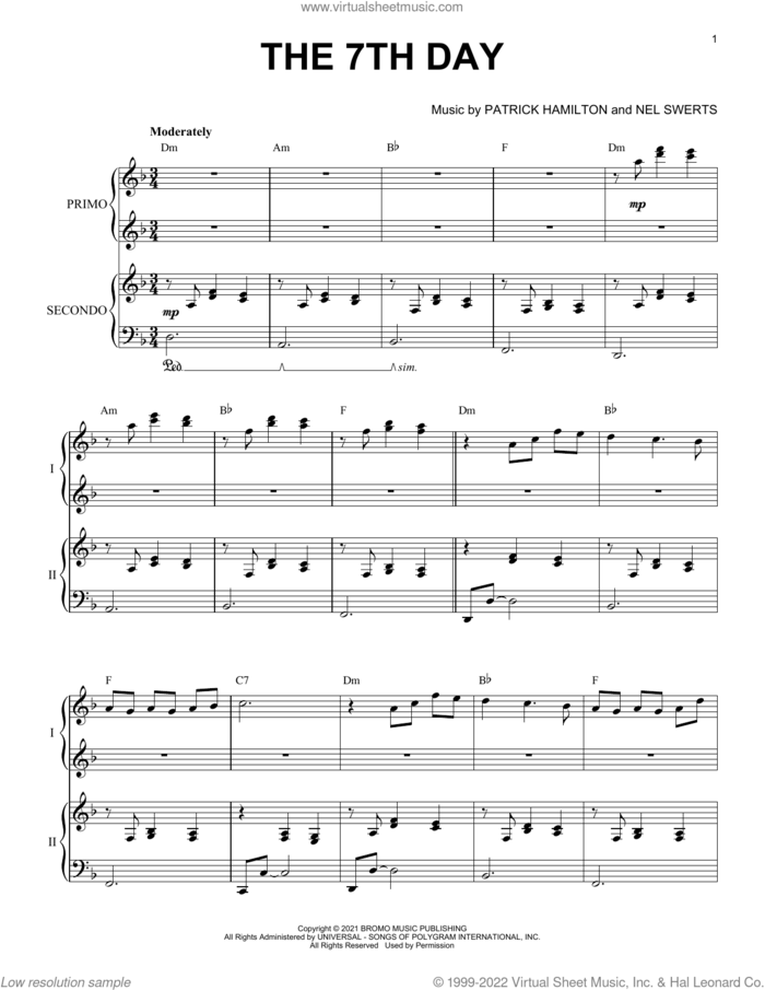 The 7th Day sheet music for piano four hands by Patrick Hamilton & Nel Swerts, Nel Swerts and Patrick Hamilton, intermediate skill level